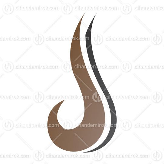 Brown and Black Hook Shaped Letter J Icon