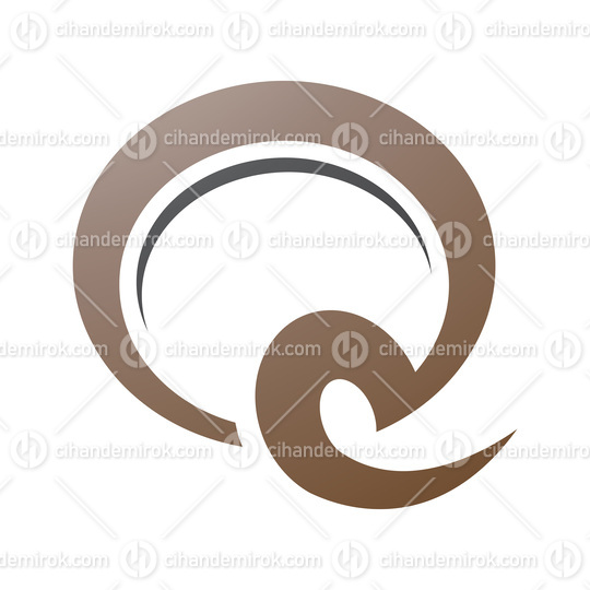 Brown and Black Hook Shaped Letter Q Icon