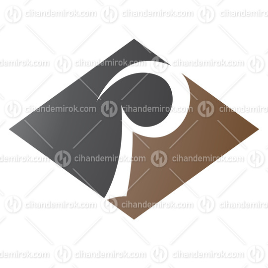 Brown and Black Horizontal Diamond Letter P Icon