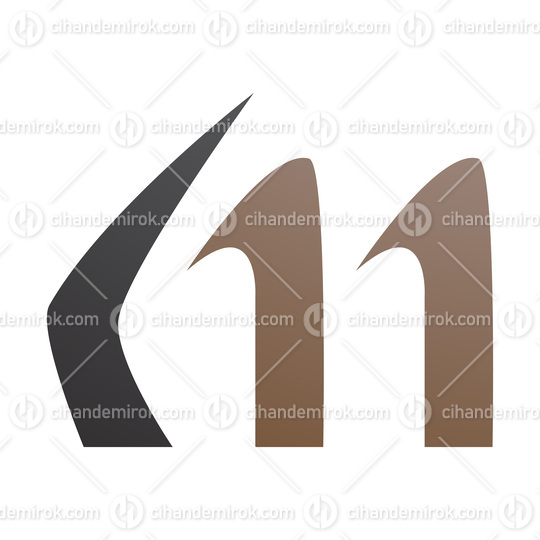 Brown and Black Horn Shaped Letter M Icon