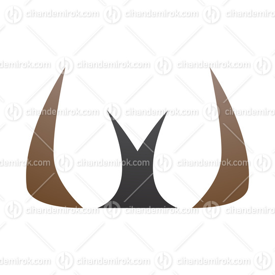 Brown and Black Horn Shaped Letter W Icon