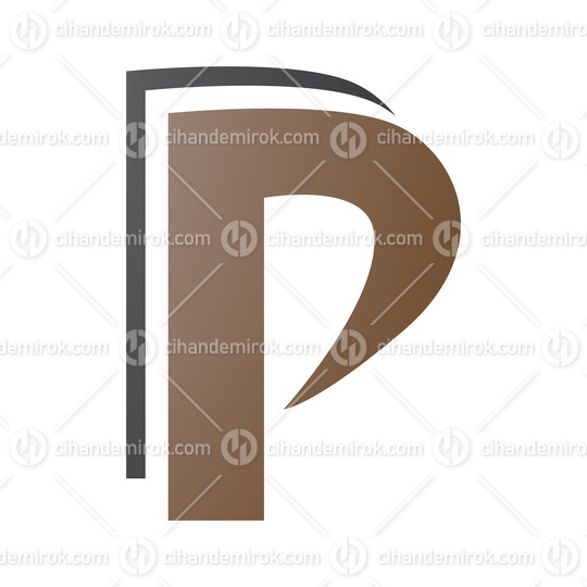 Brown and Black Layered Letter P Icon