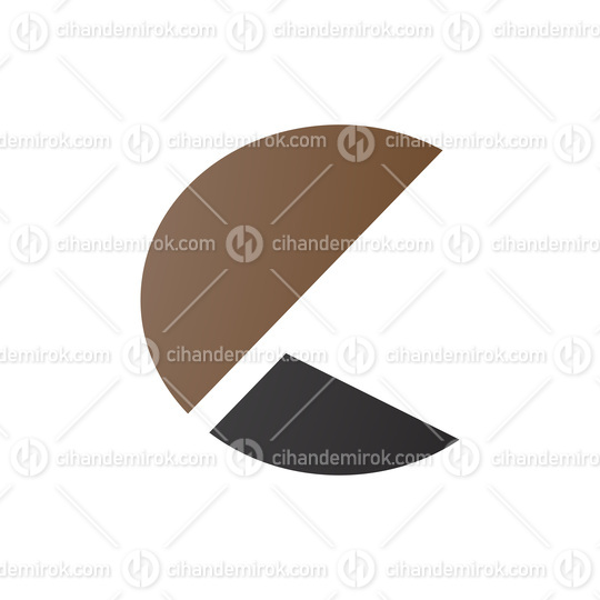 Brown and Black Letter C Icon with Half Circles