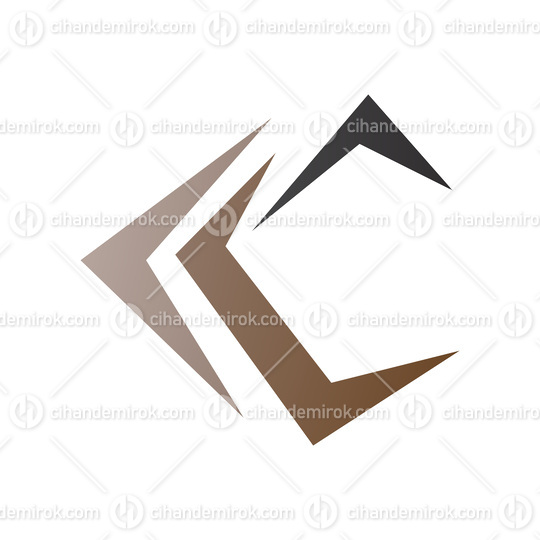 Brown and Black Letter C Icon with Pointy Tips
