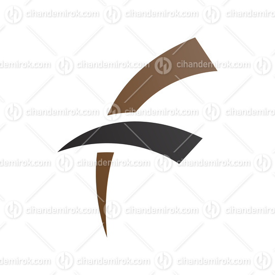 Brown and Black Letter F Icon with Round Spiky Lines
