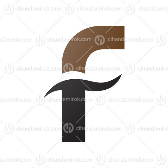 Brown and Black Letter F Icon with Spiky Waves