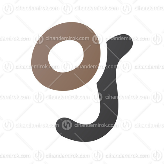 Brown and Black Letter G Icon with Soft Round Lines