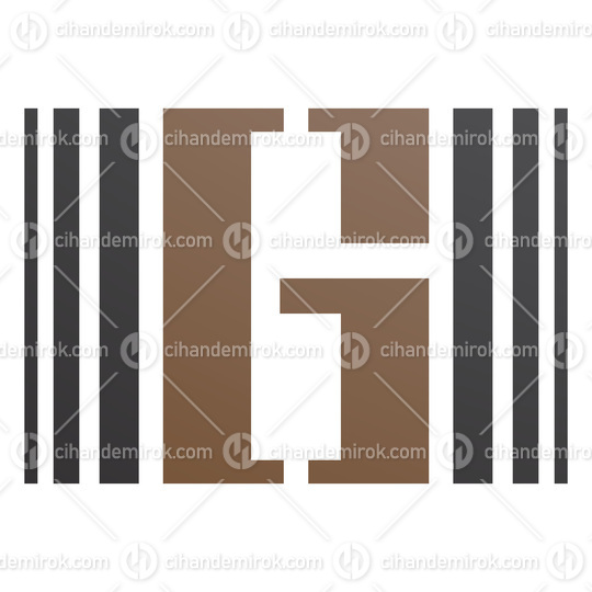 Brown and Black Letter G Icon with Vertical Stripes