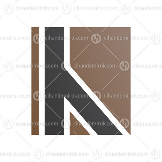 Brown and Black Letter H Icon with Straight Lines