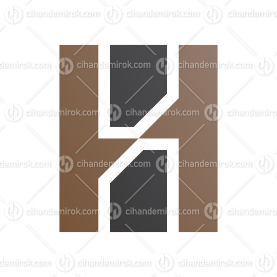 Brown and Black Letter H Icon with Vertical Rectangles