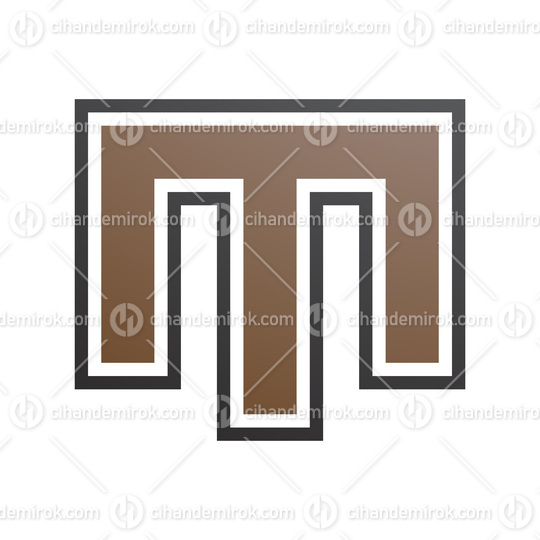 Brown and Black Letter M Icon with an Outer Stripe