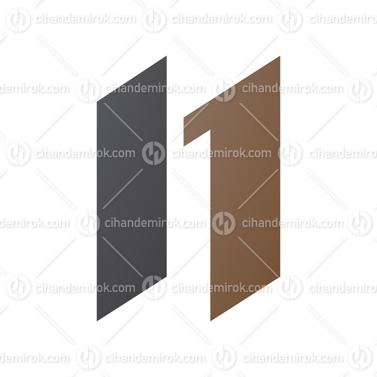 Brown and Black Letter N Icon with Parallelograms