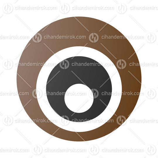 Brown and Black Letter O Icon with Nested Circles