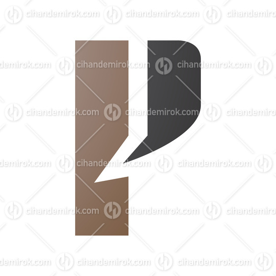 Brown and Black Letter P Icon with a Bold Rectangle