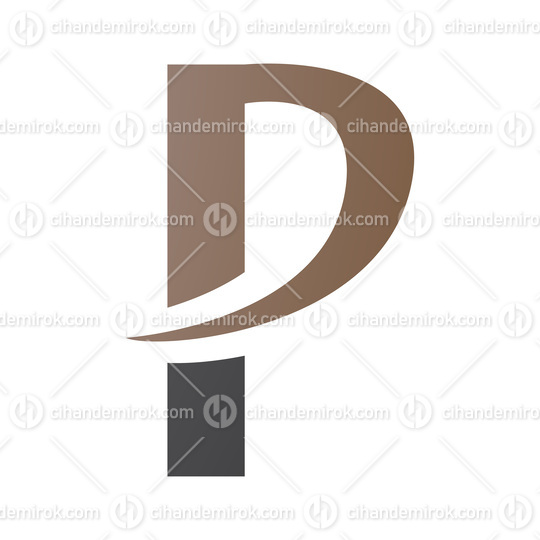 Brown and Black Letter P Icon with a Pointy Tip