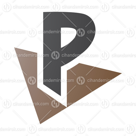 Brown and Black Letter P Icon with a Triangle