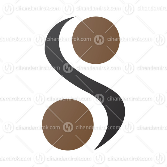 Brown and Black Letter S Icon with Spheres