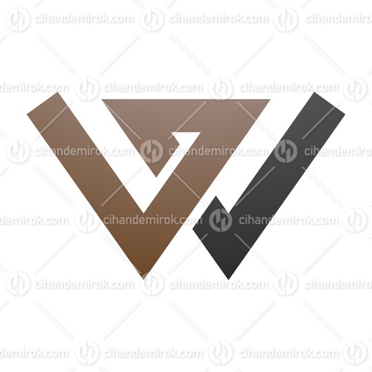 Brown and Black Letter W Icon with Intersecting Lines