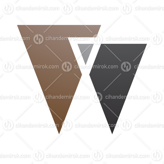 Brown and Black Letter W Icon with Triangles