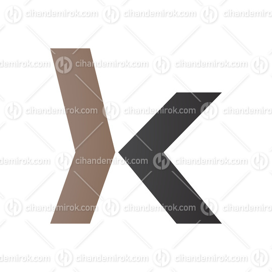 Brown and Black Lowercase Arrow Shaped Letter K Icon
