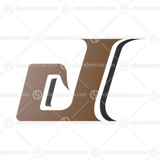 Brown and Black Lowercase Italic Letter D Icon