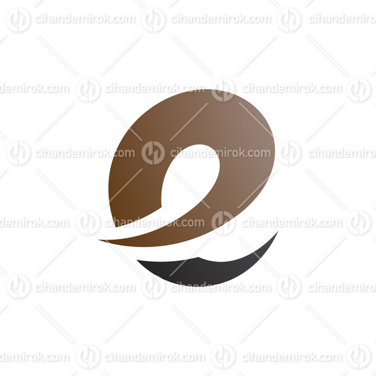 Brown and Black Lowercase Letter E Icon with Soft Spiky Curves