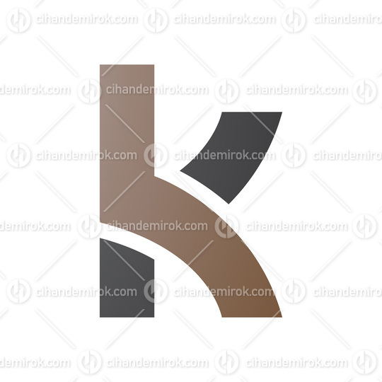 Brown and Black Lowercase Letter K Icon with Overlapping Paths