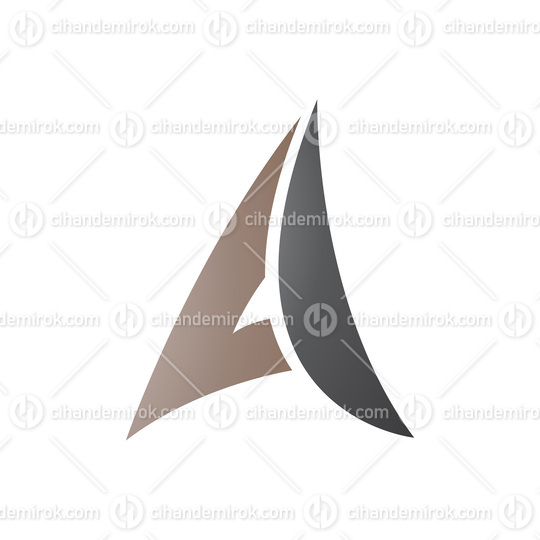 Brown and Black Paper Plane Shaped Letter A Icon