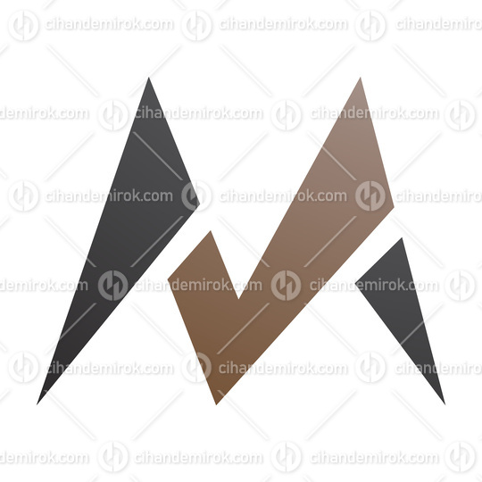 Brown and Black Pointy Tipped Letter M Icon