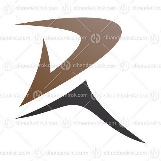 Brown and Black Pointy Tipped Letter R Icon