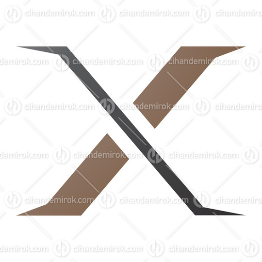 Brown and Black Pointy Tipped Letter X Icon