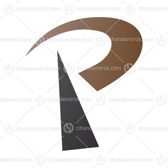 Brown and Black Radio Tower Shaped Letter P Icon