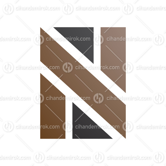 Brown and Black Rectangle Shaped Letter N Icon