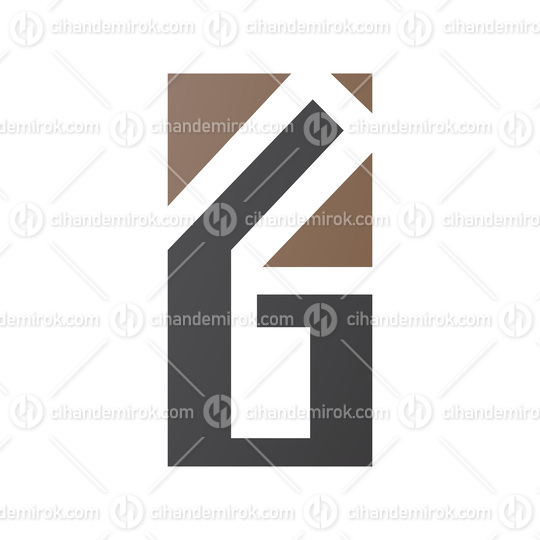 Brown and Black Rectangular Letter G or Number 6 Icon