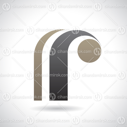 Brown and Black Retro Striped Round Logo Icon of Letter R