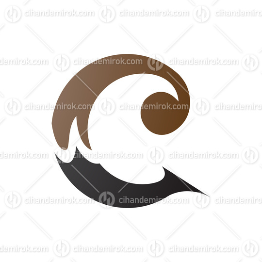 Brown and Black Round Curly Letter C Icon