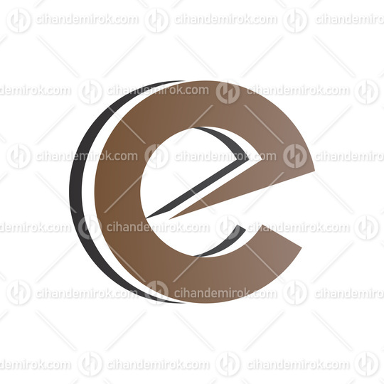 Brown and Black Round Layered Lowercase Letter E Icon