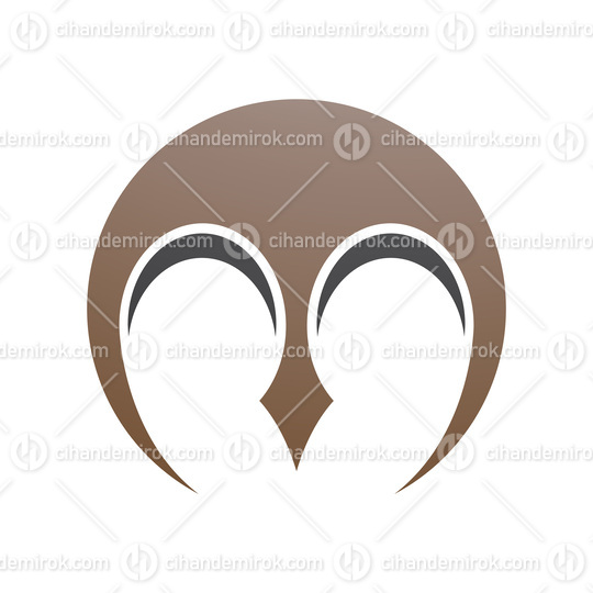 Brown and Black Round Letter M Icon with Pointy Tips
