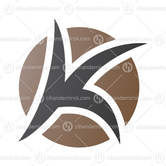Brown and Black Round Pointy Letter K Icon