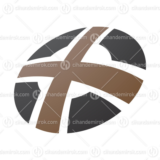 Brown and Black Round Shaped Letter X Icon