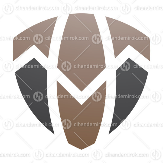 Brown and Black Shield Shaped Letter T Icon
