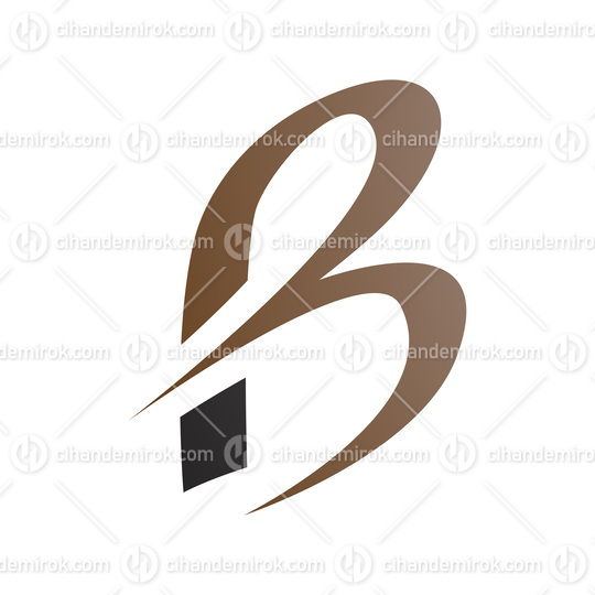 Brown and Black Slim Letter B Icon with Pointed Tips