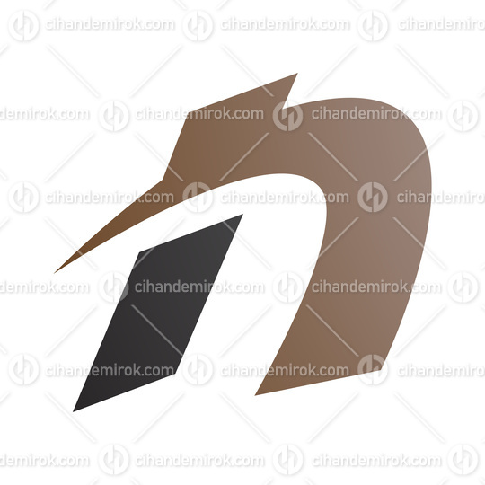 Brown and Black Spiky Italic Letter N Icon