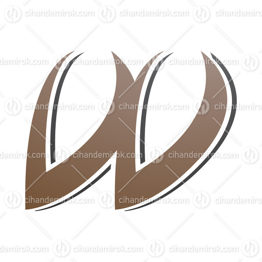 Brown and Black Spiky Italic Shaped Letter W Icon