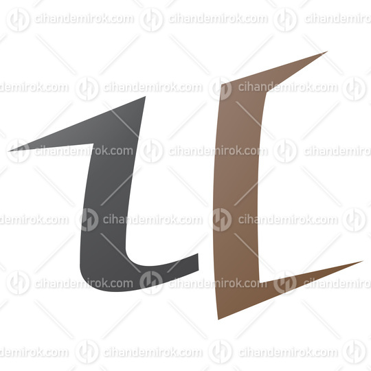Brown and Black Spiky Shaped Letter U Icon