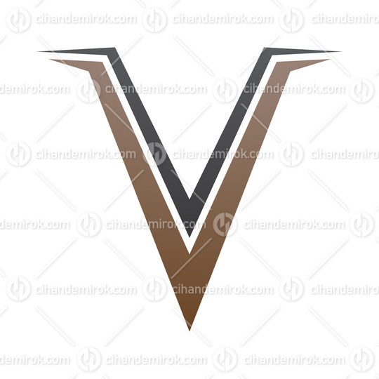 Brown and Black Spiky Shaped Letter V Icon