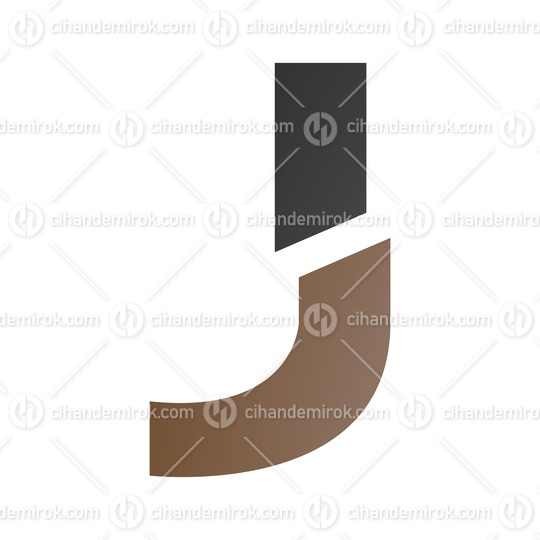 Brown and Black Split Shaped Letter J Icon