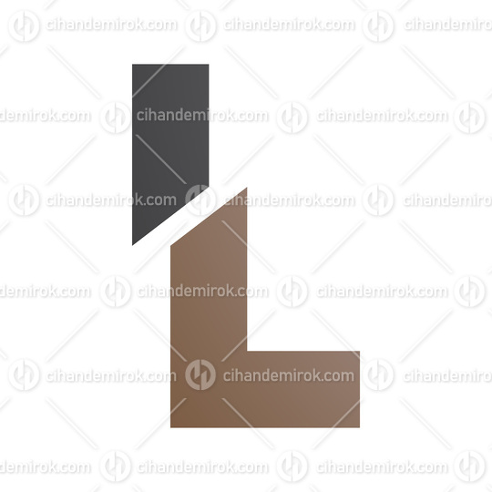 Brown and Black Split Shaped Letter L Icon