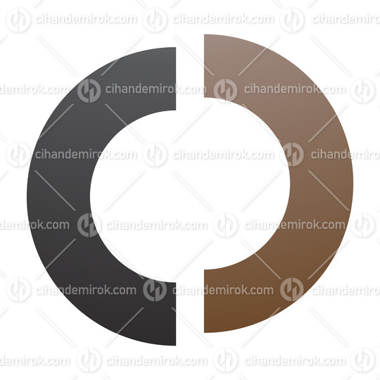 Brown and Black Split Shaped Letter O Icon