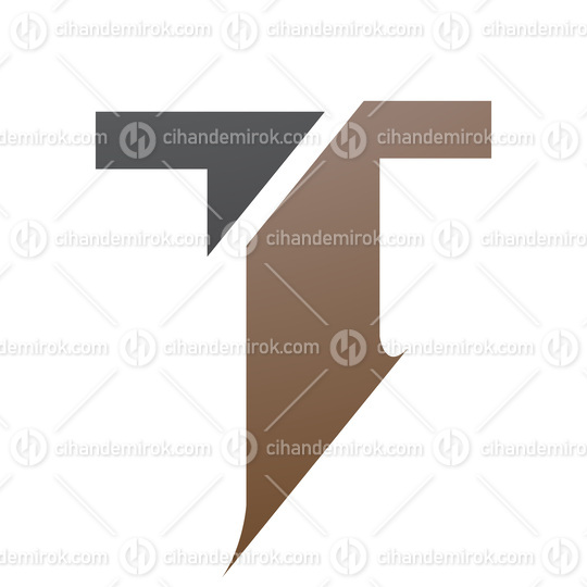 Brown and Black Split Shaped Letter T Icon